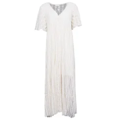 HOLLY AND JOEY Robe miami dentelle manches courtes col v Femme BLANC ECRU