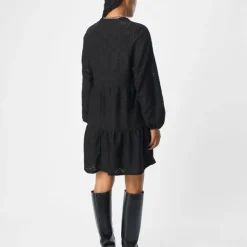 OBJECT Robe midi Gia oversize col V broderie anglaise Femme NOIR Best