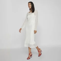 VILA Robe midi Selina snow white Femme BLANC Hot