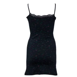 BILL TORNADE Robe nuisette à fleurs avec col en dentelle Femme NOIR Discount