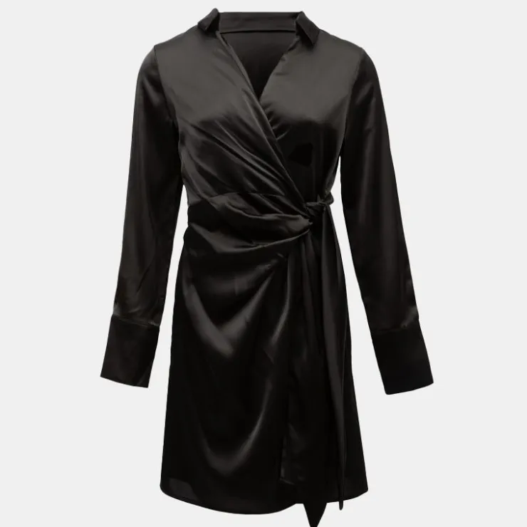 DEELUXE 74 Robe portefeuille effet satiné umbelli black Femme NOIR Clearance