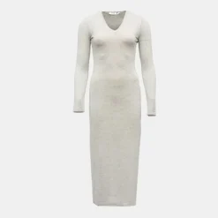 PLEASE Robe pull cintrée col v grigio melangé Femme ARGENT Outlet