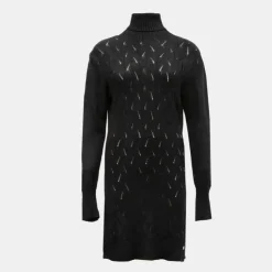 PLEASE Robe pull col roulé salvia manches longues Femme NOIR Discount