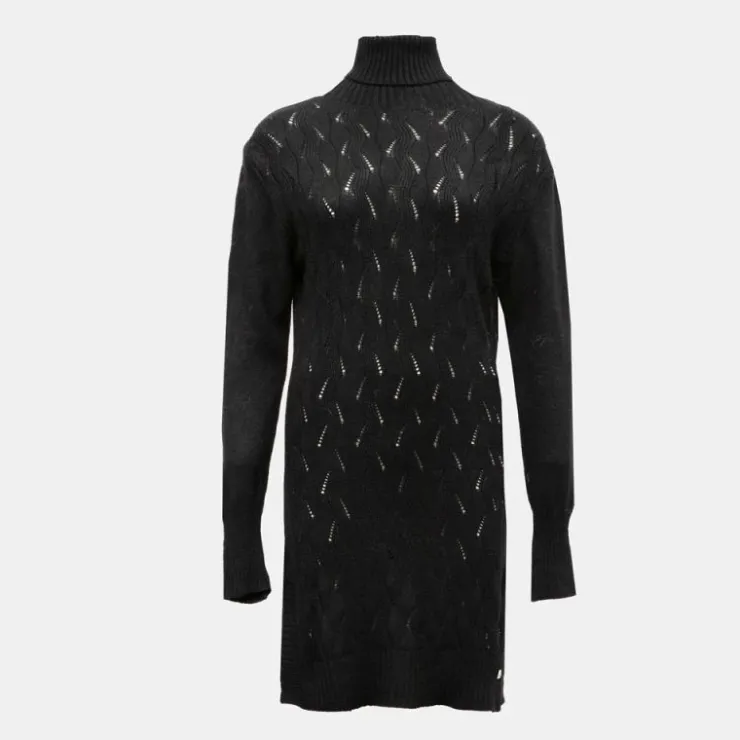 PLEASE Robe pull col roulé salvia manches longues Femme NOIR Discount