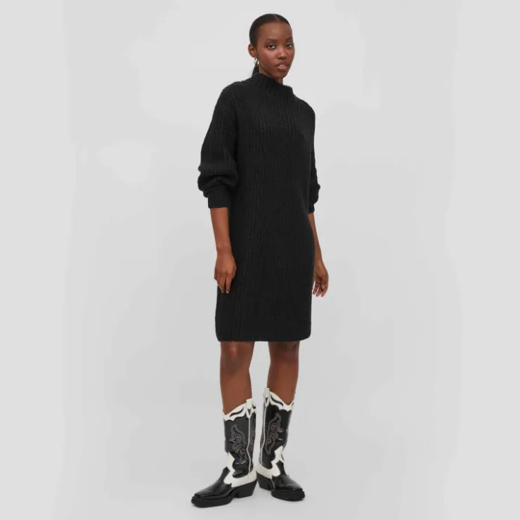 VILA Robe pull en maille manches longues Femme NOIR Discount
