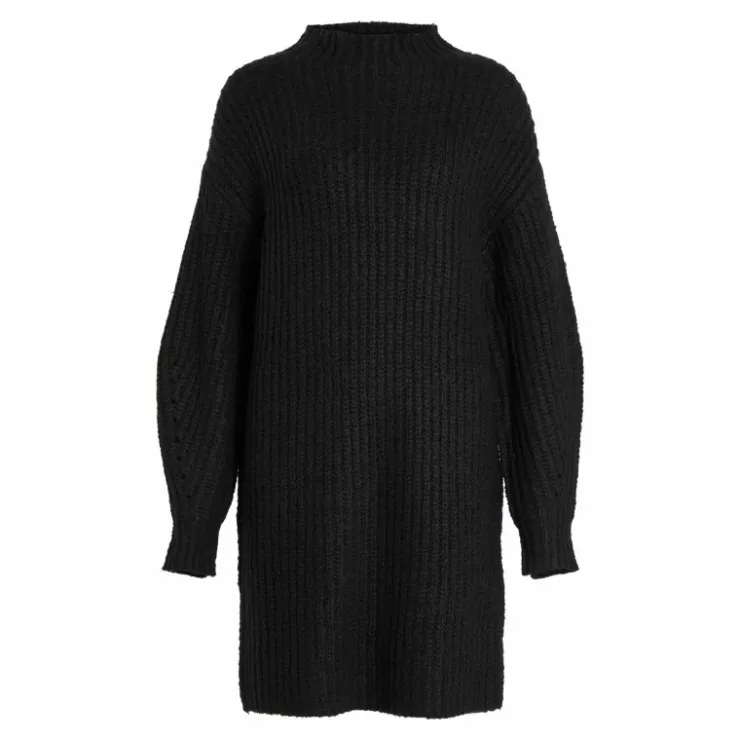 VILA Robe pull en maille manches longues Femme NOIR Discount