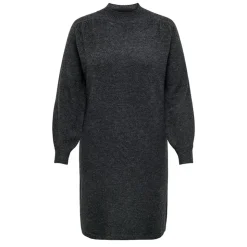 ONLY CARMAKOMA Robe pull longue en maille col montant manches ballons Femme GRIS FONCE Clearance