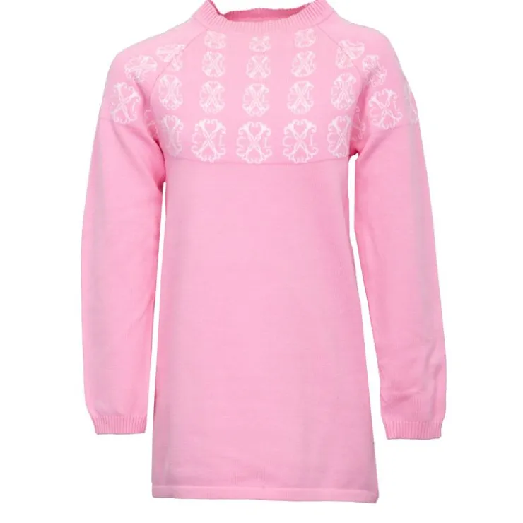 CXL BY CHRISTIAN LACROIX Robe pull maille fine manches longues imprimé logo Fille ROSE CLAIR Clearance