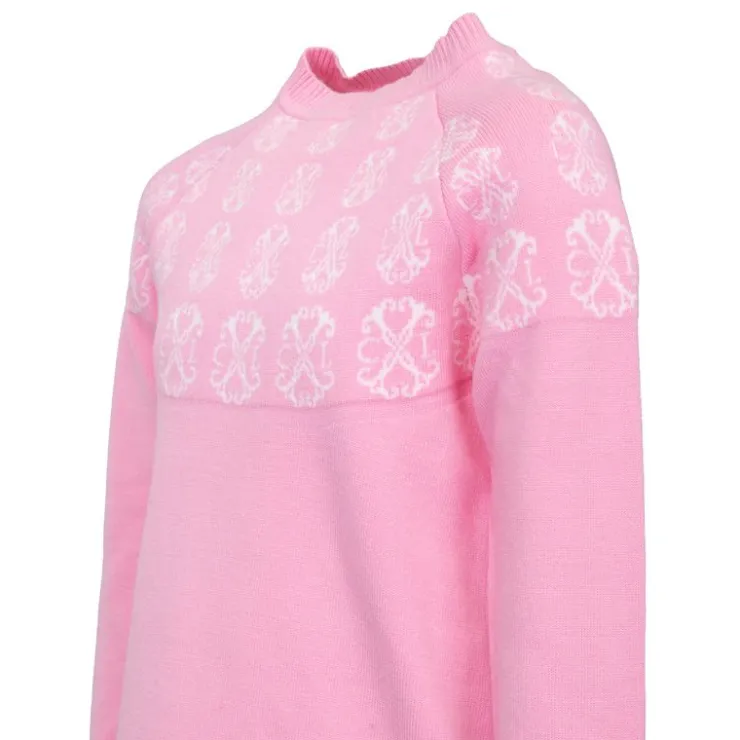 CXL BY CHRISTIAN LACROIX Robe pull maille fine manches longues imprimé logo Fille ROSE CLAIR Clearance