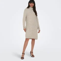 ONLY Robe pull Silly col roulé à manches longues Femme BEIGE Outlet