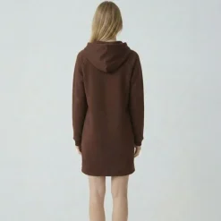 LES TROPEZIENNES PAR M.BELARBI Robe sweat à capuche zippée avec ilitilaes brodées Femme MARRON FONCE New