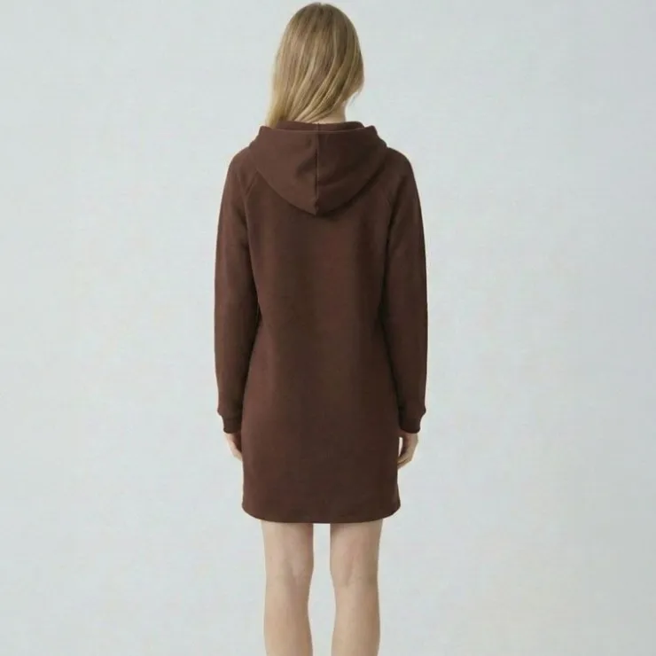 LES TROPEZIENNES PAR M.BELARBI Robe sweat à capuche zippée avec ilitilaes brodées Femme MARRON FONCE New