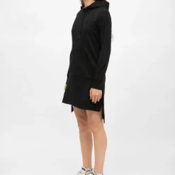 BILL TORNADE Robe sweat courte mary asymétrique coton Femme NOIR Clearance
