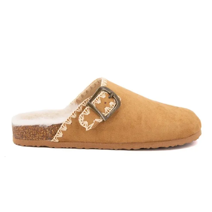 BURTON OF LONDON Sabots fourrés liseré crochets Sunny Femme MARRON Discount