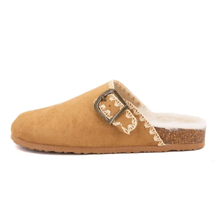 BURTON OF LONDON Sabots fourrés liseré crochets Sunny Femme MARRON Discount