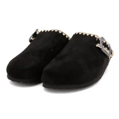 BURTON OF LONDON Sabots fourrés liseré crochets Sunny Femme NOIR Clearance