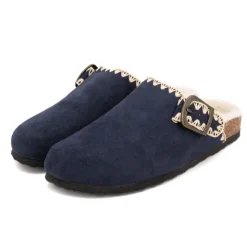 BURTON OF LONDON Sabots fourrés liseré crochets Sunny Femme BLEU FONCE Outlet