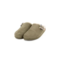 BURTON OF LONDON Sabots fourrés liseré crochets Sunny Femme KAKI Sale