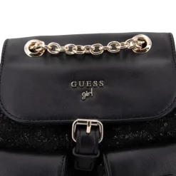 GUESS Sac à dos 18x12x25cm tweed et similicuir fille Enfant NOIR Hot