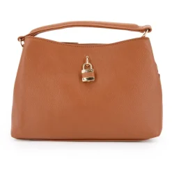 TORRENTE Sac à main avec cadenas 26x20x10cm Femme MARRON CLAIR New