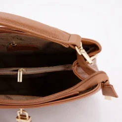 TORRENTE Sac à main avec cadenas 26x20x10cm Femme MARRON CLAIR New