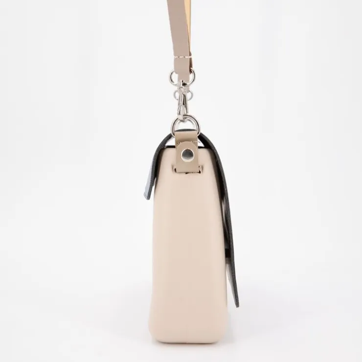 O BAG Sac à main bandoulière amovible rabat 25x20x7cm Femme BEIGE Online