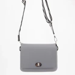 O BAG Sac à main bandoulière amovible rabat fermoir tourniquet Femme GRIS Outlet