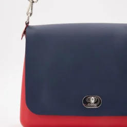 O BAG Sac à main bandoulière amovible rabat fermoir tourniquet 24x20x6cm Femme ROUGE Hot