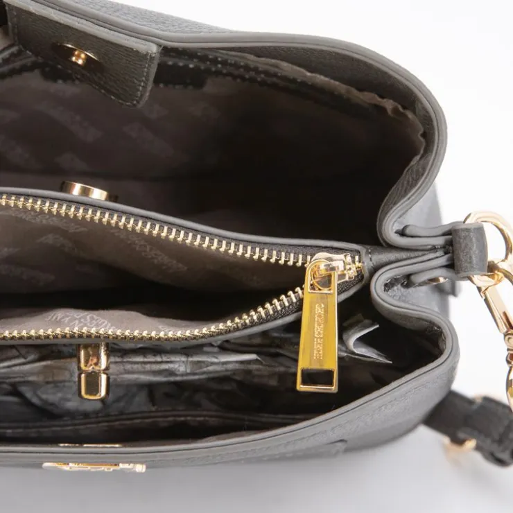 GEORGES RECH Sac à main motif serpent rabia avec double anse 20x18x6cm Femme GRIS FONCE New