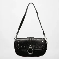 GEORGES RECH Sac à rabat avec anneau argenté taysir 24x5x14cm Femme NOIR Hot