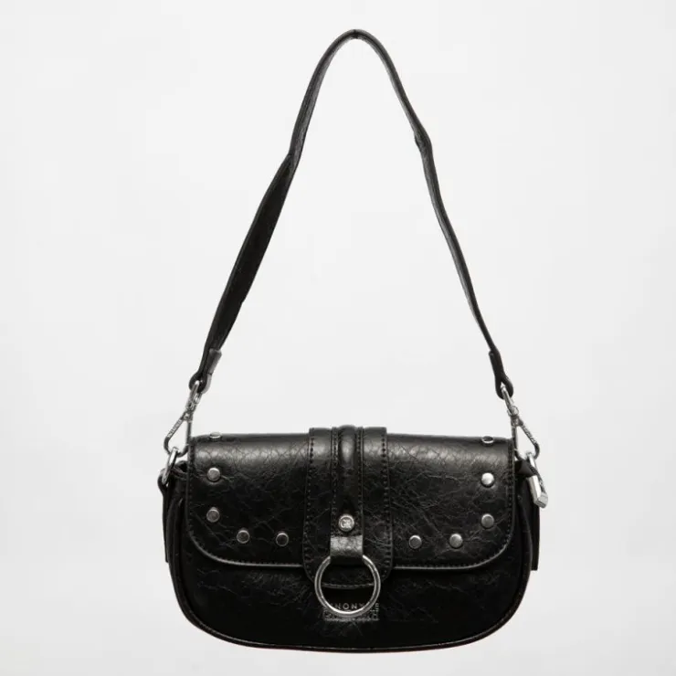 GEORGES RECH Sac à rabat avec anneau argenté taysir 24x5x14cm Femme NOIR Hot