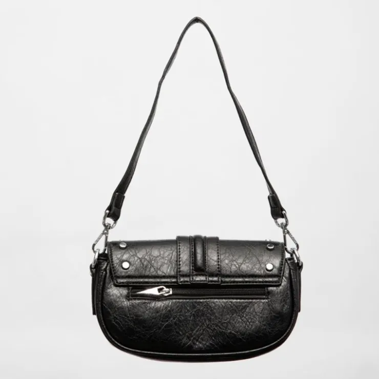 GEORGES RECH Sac à rabat avec anneau argenté taysir 24x5x14cm Femme NOIR Hot