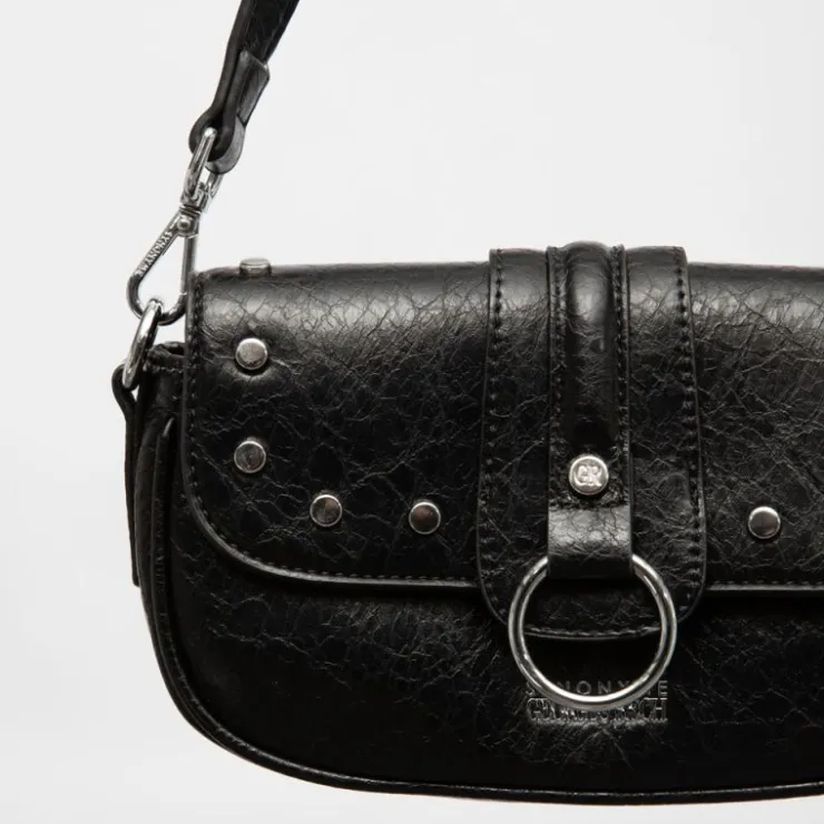 GEORGES RECH Sac à rabat avec anneau argenté taysir 24x5x14cm Femme NOIR Hot