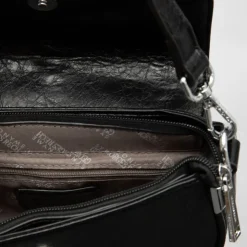 GEORGES RECH Sac à rabat avec anneau argenté taysir 24x5x14cm Femme NOIR Hot