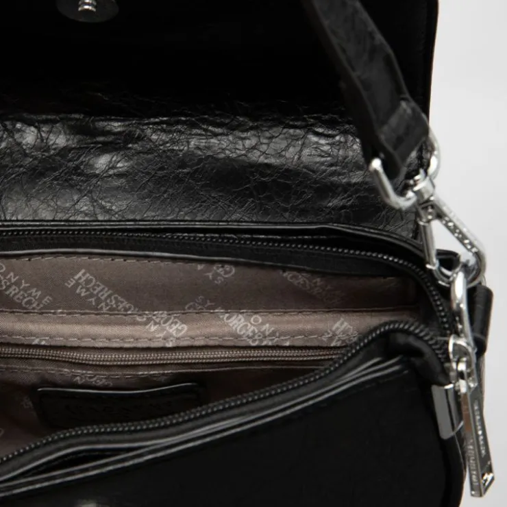 GEORGES RECH Sac à rabat avec anneau argenté taysir 24x5x14cm Femme NOIR Hot