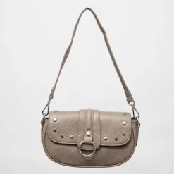 GEORGES RECH Sac à rabat avec anneau argenté taysir 24x5x14cm Femme GRIS New