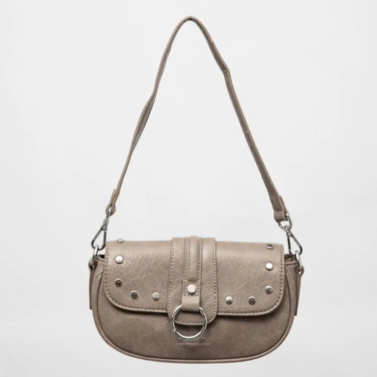 GEORGES RECH Sac à rabat avec anneau argenté taysir 24x5x14cm Femme GRIS New