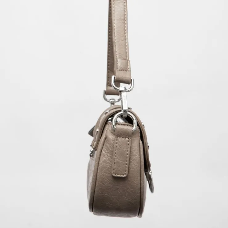 GEORGES RECH Sac à rabat avec anneau argenté taysir 24x5x14cm Femme GRIS New