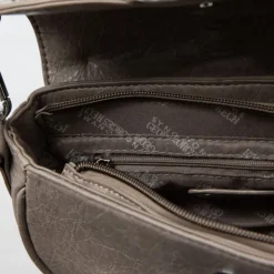 GEORGES RECH Sac à rabat avec anneau argenté taysir 24x5x14cm Femme GRIS New