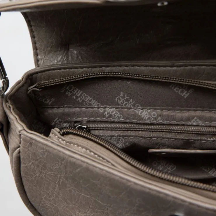 GEORGES RECH Sac à rabat avec anneau argenté taysir 24x5x14cm Femme GRIS New