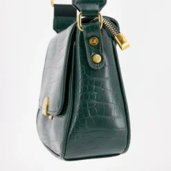 GEORGES RECH Sac bandouliere Romy motif croco à clip doré 22x18x8cm Femme VERT FONCE Online