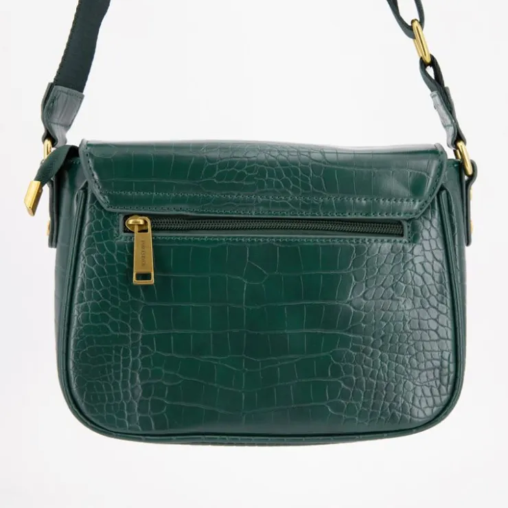 GEORGES RECH Sac bandouliere Romy motif croco à clip doré 22x18x8cm Femme VERT FONCE Online