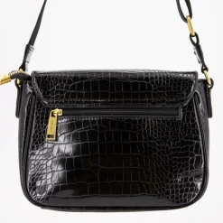 GEORGES RECH Sac bandouliere Romy motif croco à clip doré 22x18x8cm Femme NOIR Clearance