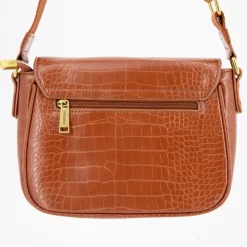 GEORGES RECH Sac bandouliere Romy motif croco à clip doré 22x18x8cm Femme MARRON CLAIR New