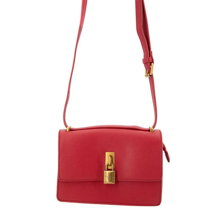 GEORGES RECH Sac bandouliere roselyse motif serpent avec cadenas doré 22x15x8cm Femme ROUGE Hot