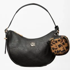 GEORGES RECH Sac besace thekla 22,5x17x8cm avec pochette imprimé léopard Femme NOIR Discount