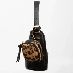 GEORGES RECH Sac besace thekla 22,5x17x8cm avec pochette imprimé léopard Femme NOIR Discount