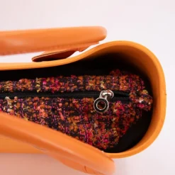 O BAG Sac cabas épaule pochette tweed zip 38x30x10cm Femme ORANGE Clearance
