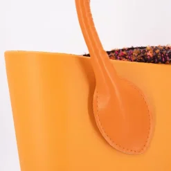 O BAG Sac cabas épaule pochette tweed zip 38x30x10cm Femme ORANGE Clearance
