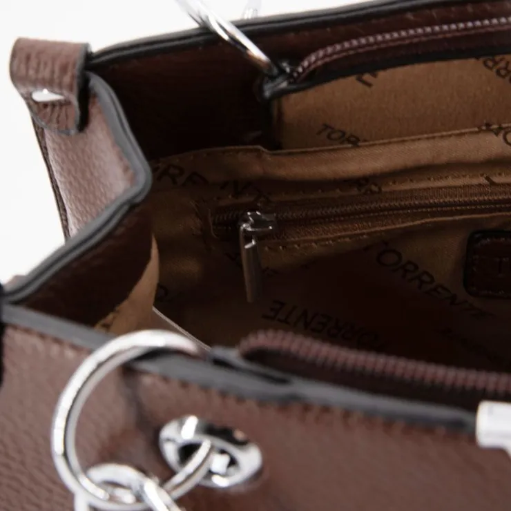 TORRENTE Sac shopper petit modèle 24x20x8cm Femme MARRON FONCE Hot